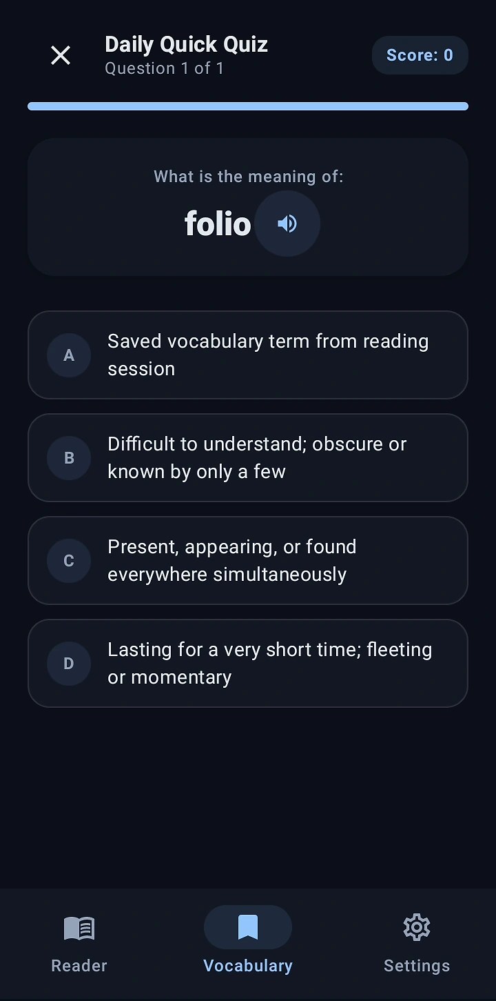 Folio Reader Daily Quick Quiz